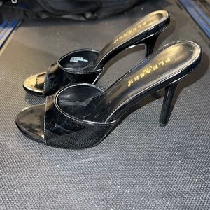 Black Patent Slip On Heels